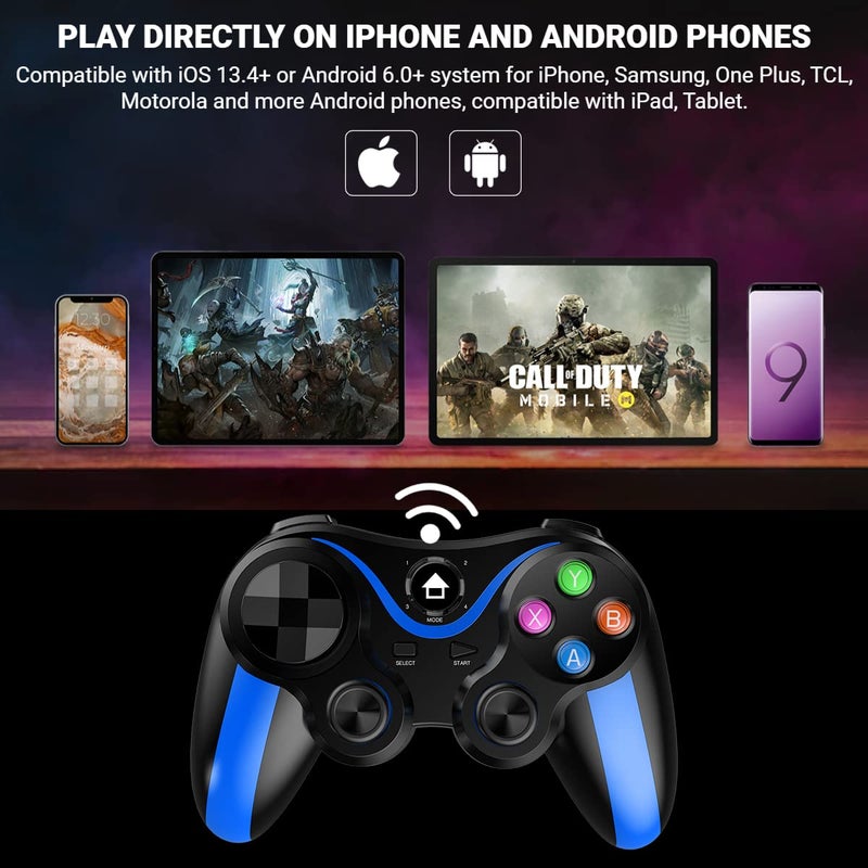 arVin Bluetooth Gamepad Controller for iPhone & Android with Phone Holder, 360 Joystick, 18 Hours Playtime - Image 2